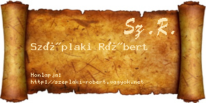Széplaki Róbert névjegykártya